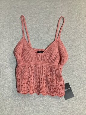 Knitted Crochet Cropped Cami Tank Top Forever 21